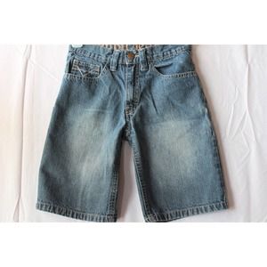FUBU The Collection Boys Embroidered Design on Pockets-Blue Jean Shorts Size 8